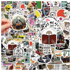 50pcs Skull Reading Series Stickers Helmet Skateboard Waterproof DIY Decoration