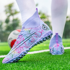 Colorful Anti Slip Turf Spikes Soccer Shoes Lightweight Cleats