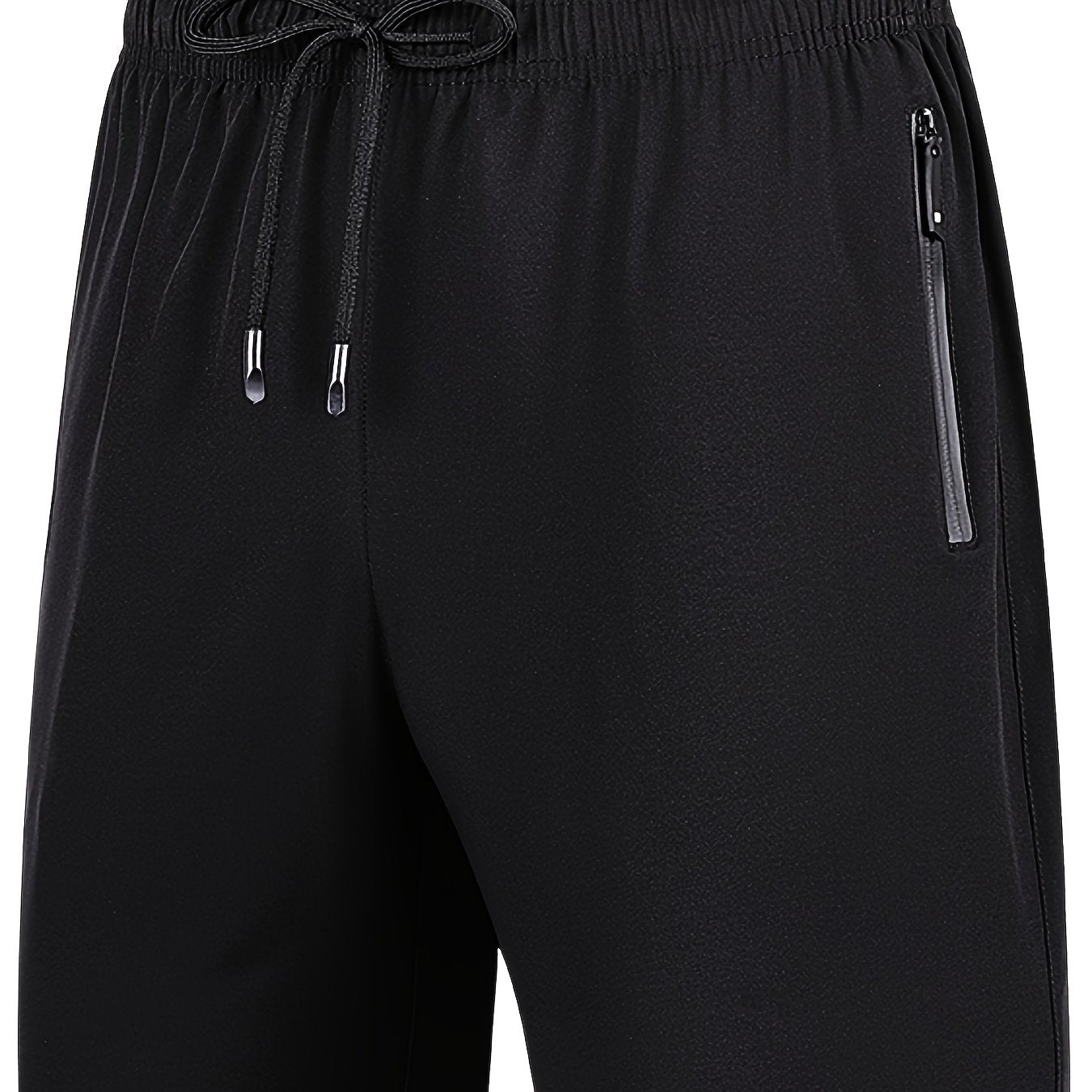 Quick Drying Zipper Pockets Shorts Men's Casual Solid Slightly Stretch Shorts