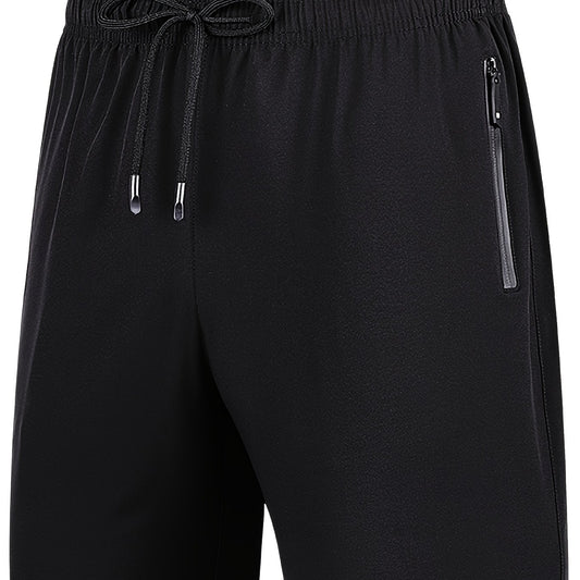 Quick Drying Zipper Pockets Shorts Men's Casual Solid Slightly Stretch Shorts