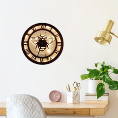 Wooden Clock Lamp Little Bee Shape Handicrafts LED Retro Decor