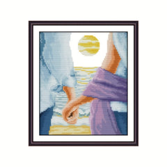 DIY Love Cross Stitch Kit for Beginners Embroidery Handwork with Printed Cloth