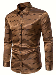 Men's Casual Dress Shirt Turn Down Collar Long Sleeve Regular Fit