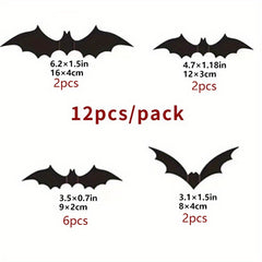 12pcs Halloween Bat Spider 3D Stickers for Party Decoration