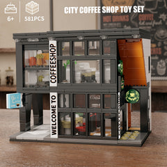 Coffee Shop Model Building Blocks Set with Lights 3D Puzzle City Street Scene