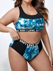 Sports Lingerie Set Colorblock Tie Dye Bra & Panty Set