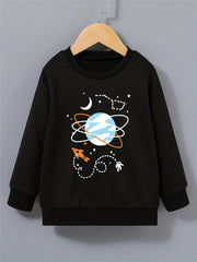 Boy's Astronaut Planets Sweatshirt Pullover Crew Neck Top