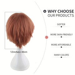 Men's 12 Inch Brown Anime Dress Up Wig Cosplay Chemical Fiber Wig