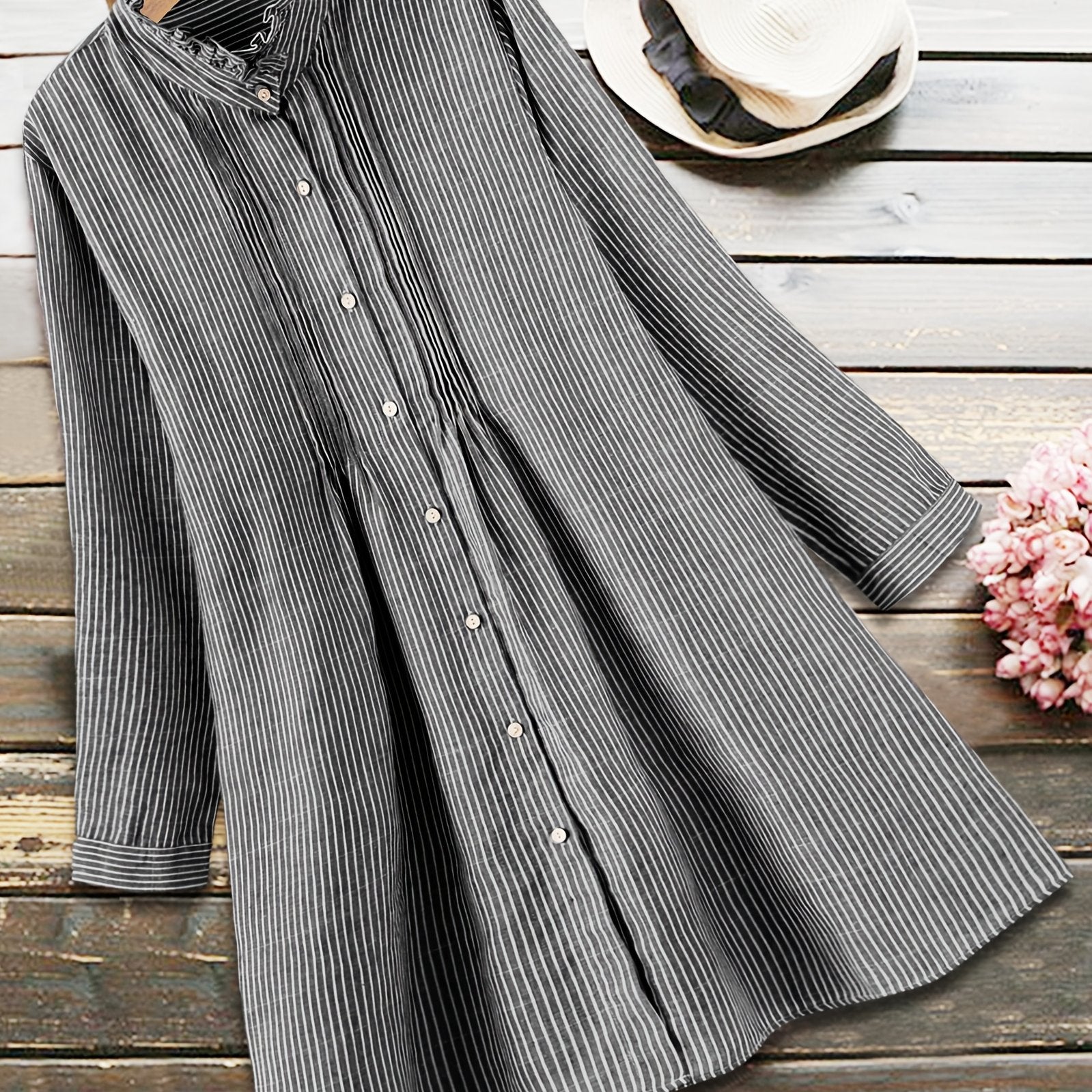 High Neck Casual Dress Women's Plus Solid S