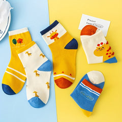 5Pairs Kids Cartoon Giraffe Socks for Autumn Winter