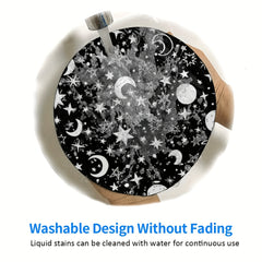 4mm Thick Star Moon Pattern Mouse Pad Round Mouse Pad With Seam Wrap Edge