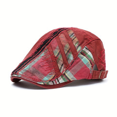 Handsome Punk Hat Mens Peaked Cap Plaid Sun Protection Baseball Cap