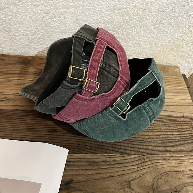 Unisex Retro Sunshade Adjustable Baseball Cap with Letter Embroidery