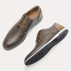Men's PU Leather Derby Shoes Lace-up Front Formal Business Dress Shoes
