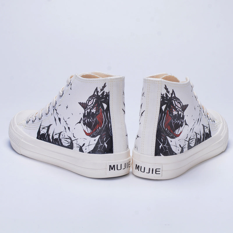 Men's Tide Print High Top Lace Up Canvas Sneakers