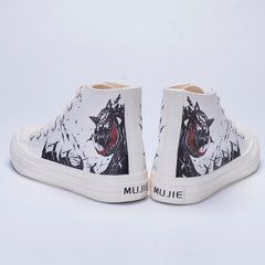Men's Tide Print High Top Lace Up Canvas Sneakers