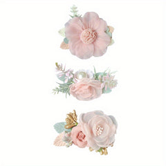 3pcs Girls Pearl Flower Hair Clips Kids Hair Accessories