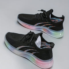 Stripe Walking Shoes Thick Sole Comfort Sneakers Women's Footwear