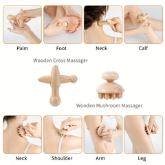 Wood Therapy Massage Tools Set Anti Cellulite Massager Kit for Body Shaping