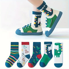 5 Pairs Kids' Thick Warm Sports Socks for Autumn & Winter