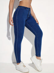 Slim Fit Skinny Jeans High Stretch Button Closure Women's Denim Jeans