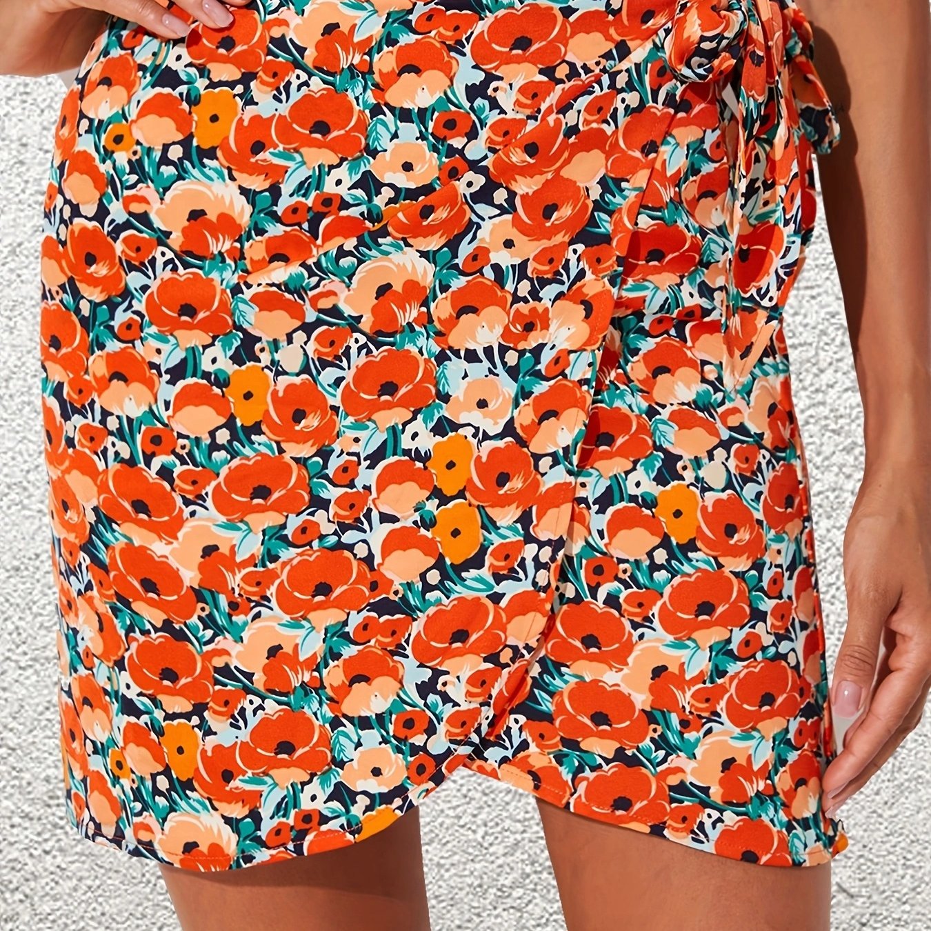 Floral Print Wrap Skirt Casual Skirt Women's Clothing