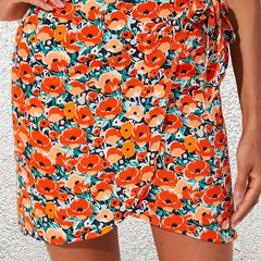 Floral Print Wrap Skirt Casual Skirt Women's Clothing