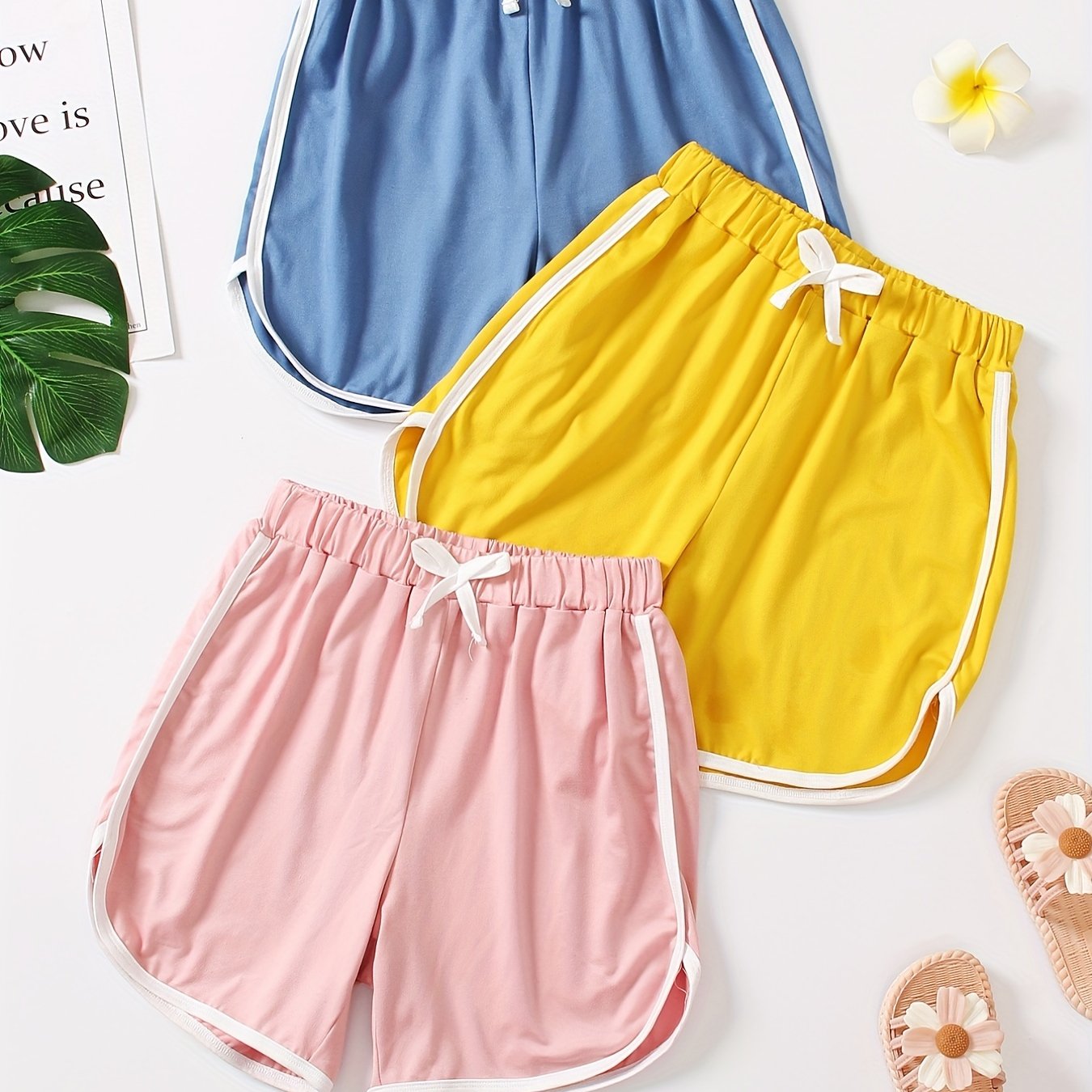 3 Packs Girls Casual Athletic Shorts Kids Active Yoga Shorts