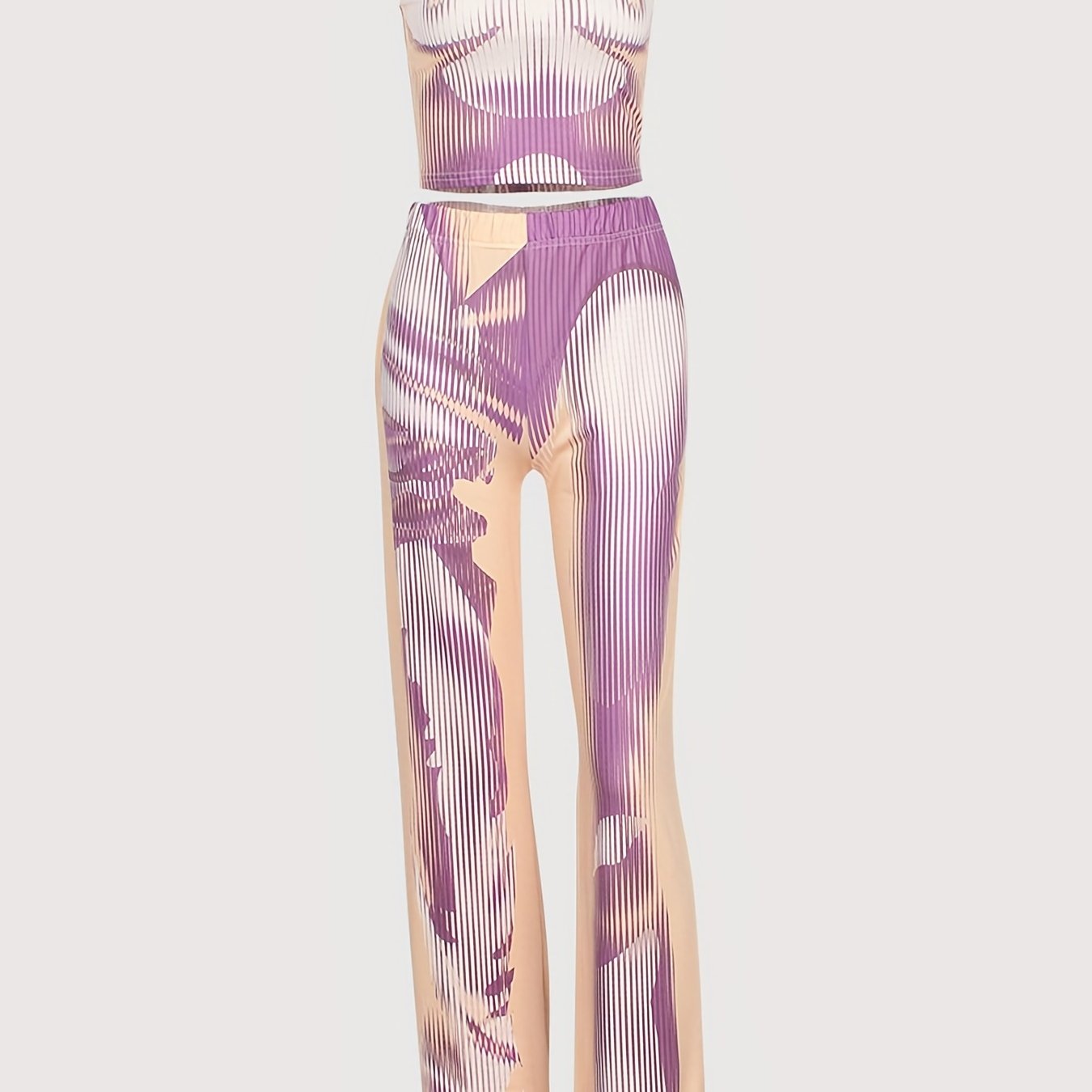 U Neck Crop Tank Top & Wide Leg Pants 2-Piece Set