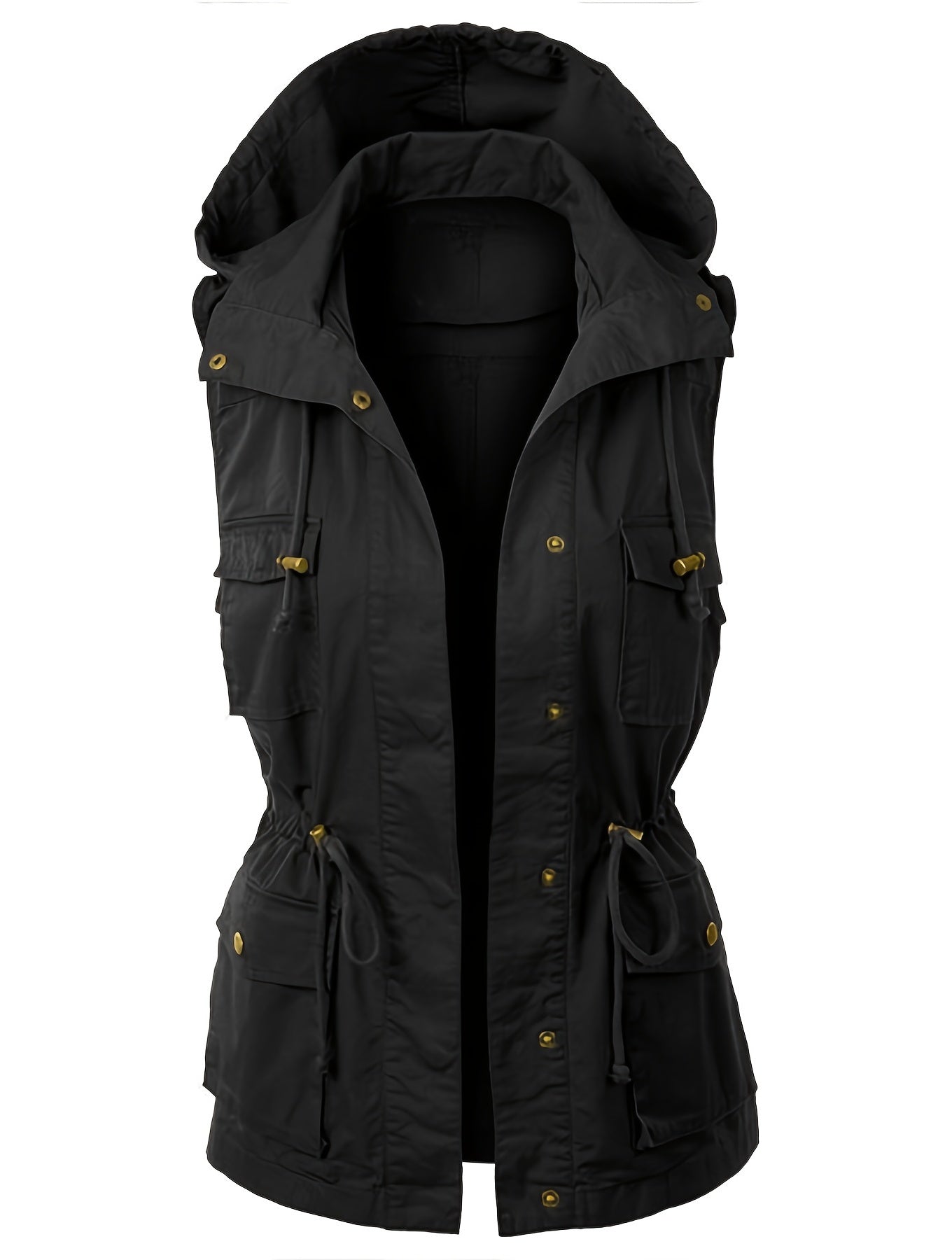 Women's Sleeveless Drawstring Hooded Jacket