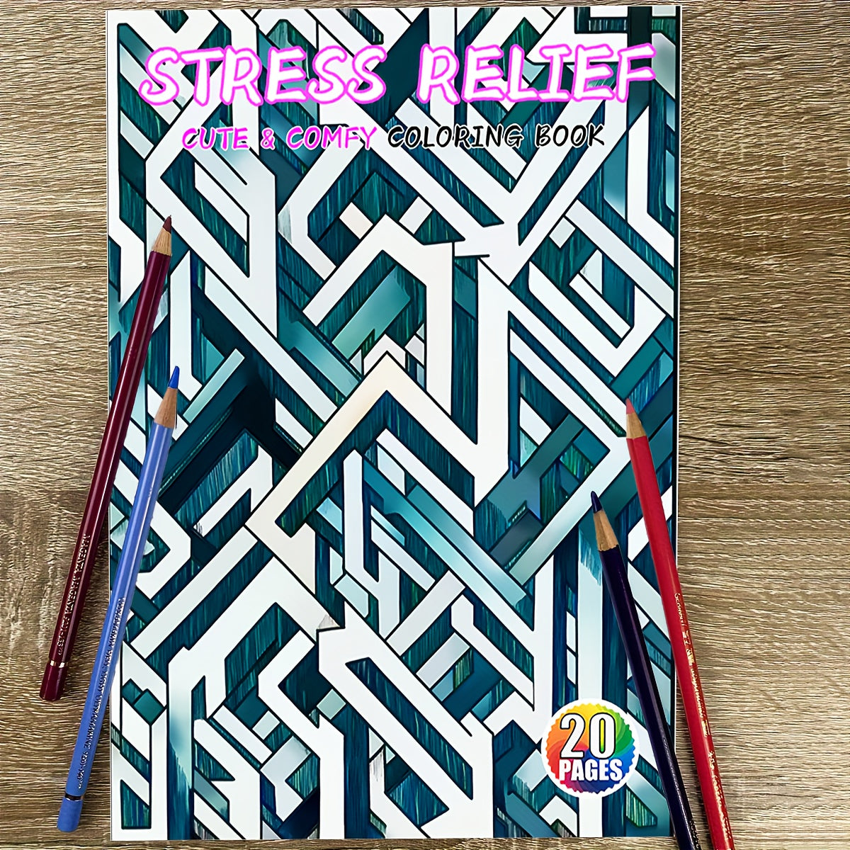 Adult Coloring Book Stress Relief 20 Pages 21x21 cm Thick Paper