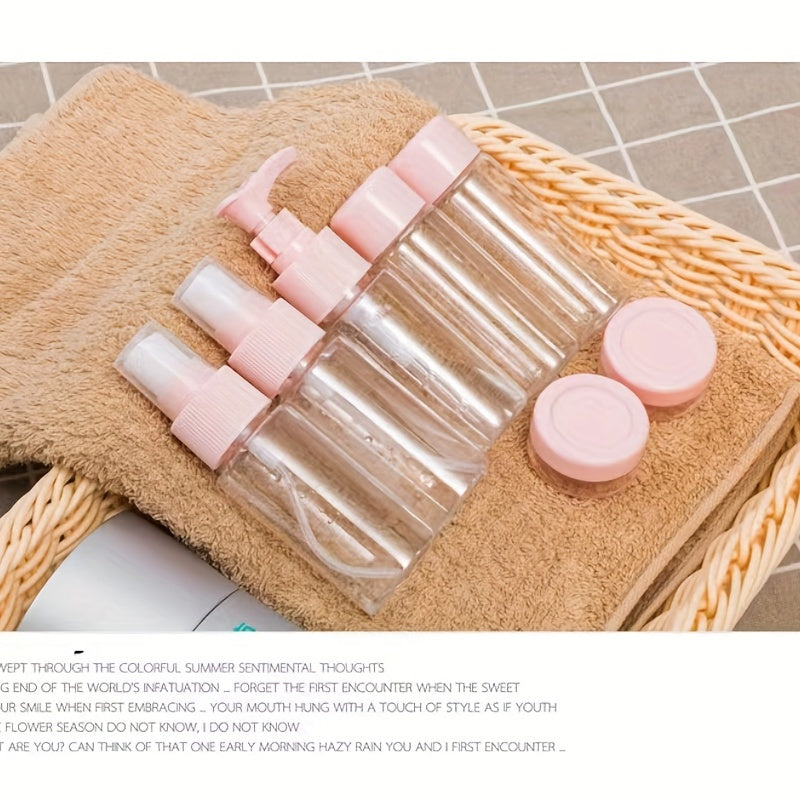 11pcs Travel Bottle Set With Zipper Bag Spray Lotion Cosmetics Plastic
