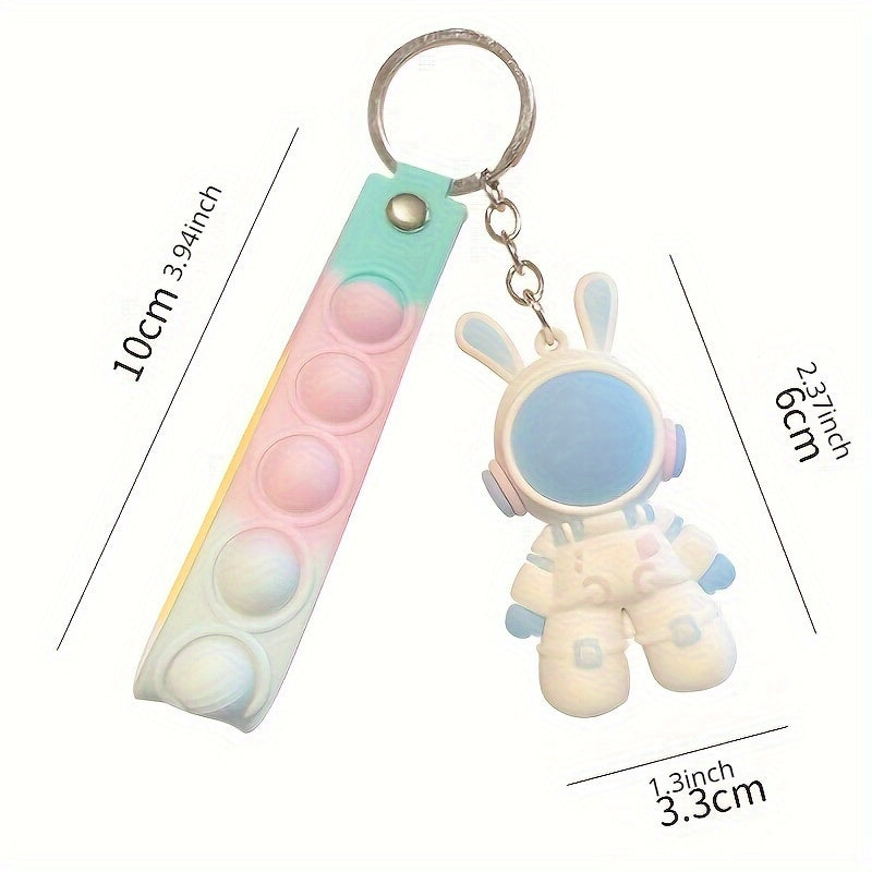 2pcs 3D Space Rabbit Key Chain Bag Pendant Accessory