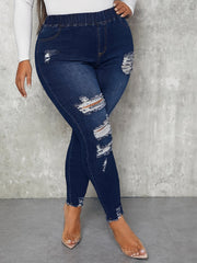 Ripped Fringe Raw Trim Skinny Jeans