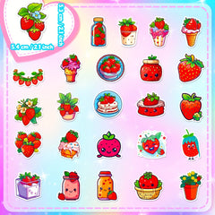 50pcs Strawberry Series Graffiti Stickers for Laptop Cup Motorcycle