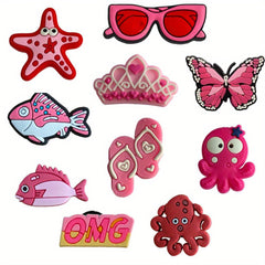 10 Pcs Pink Fish Shoe Charms for Clogs Girls
