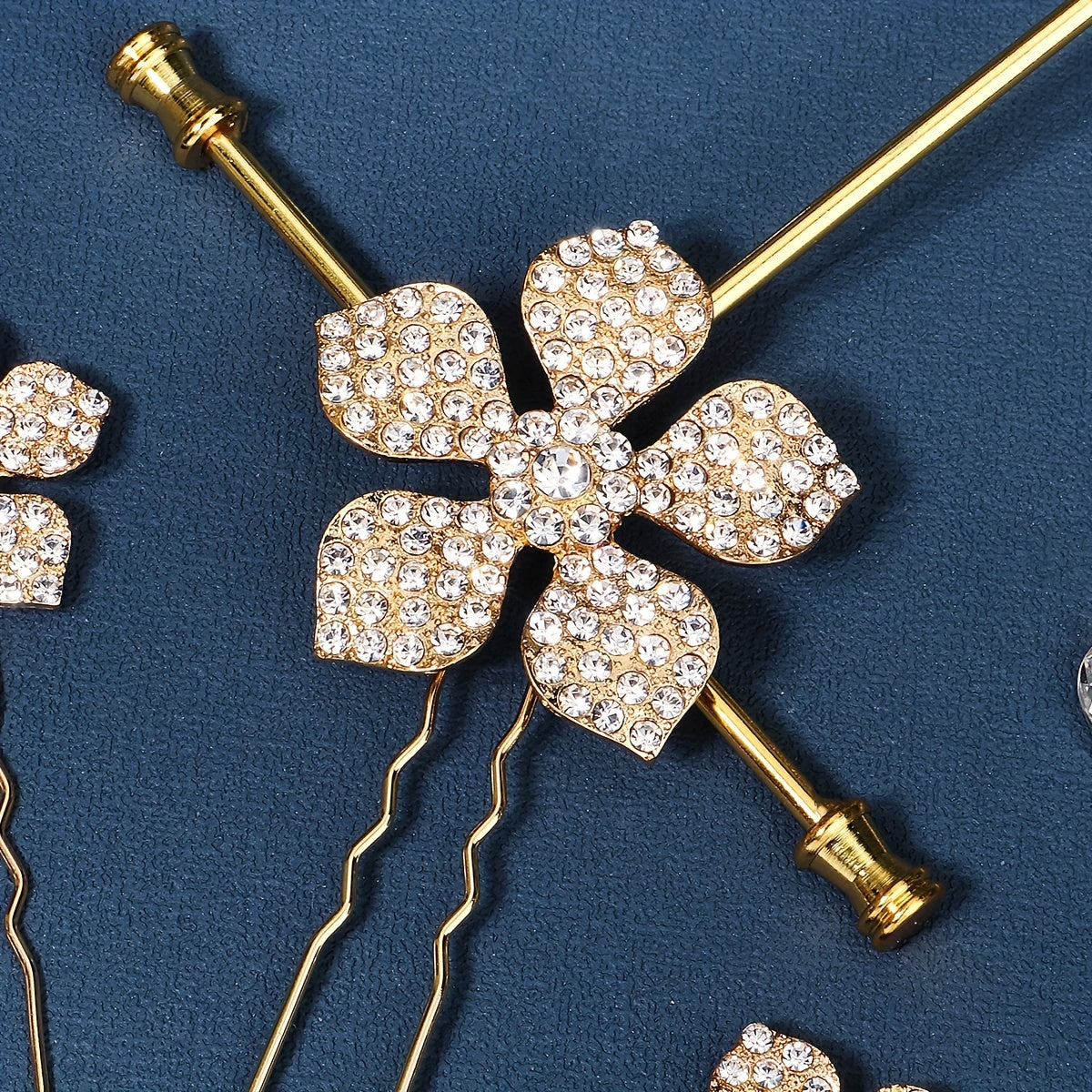 3pcs Rhinestone Flower Hair Pin Bridal Wedding Accessory