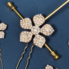 3pcs Rhinestone Flower Hair Pin Bridal Wedding Accessory