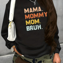 Colorful Letter Print Pullover Sweatshirt for Women