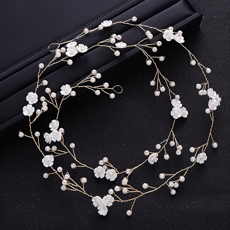 Faux Pearl & Flower Bridal Hair Vine