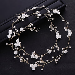 Faux Pearl & Flower Bridal Hair Vine
