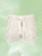 Solid Eyelet Drawstring Shorts Vacation Elastic Waist Shorts