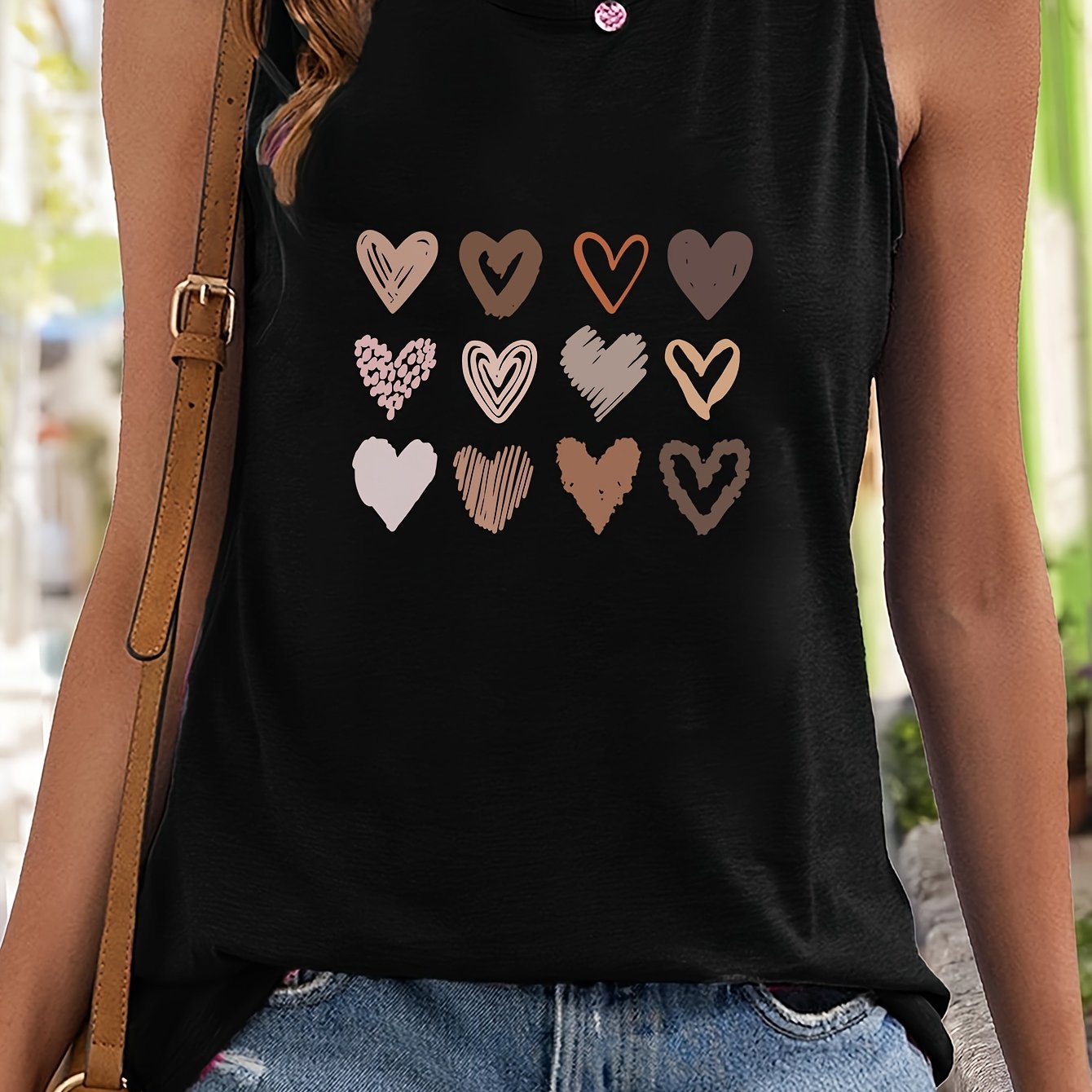 Heart Pattern Athletic Vest Casual Top Women's Activewear