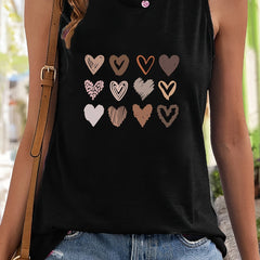 Heart Pattern Athletic Vest Casual Top Women's Activewear