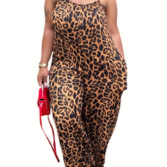 Leopard Print Wide Leg Jumpsuit