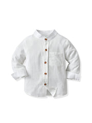 Boys' Stand Collar Long Sleeve Shirt