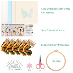 Embroidery Kit Honeybee And Flowers with Hoop 7 9 Inch