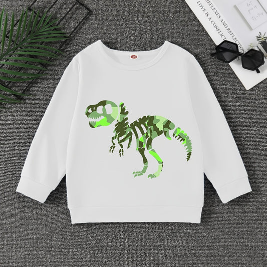 Boys Dinosaur Print Pullover Sweatshirt Long Sleeve Crew Neck Tops