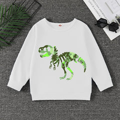 Boys Dinosaur Print Pullover Sweatshirt Long Sleeve Crew Neck Tops