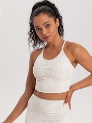 Pleated Sports Bra Printed Fitness Yoga Running Tank Top